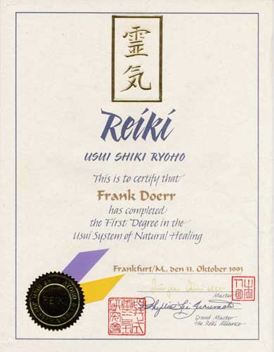 Reiki 1 Urkunde