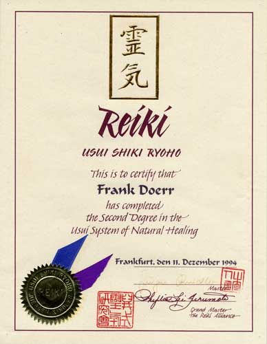 Reiki 2 Urkunde